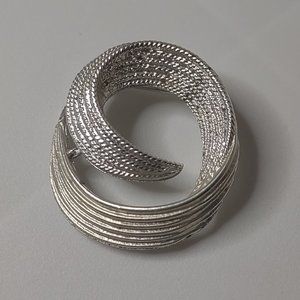 Silver Tone Metal Swirl Brooch